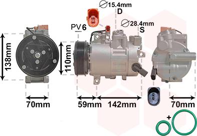 Van Wezel 0300K402 - Compressor, air conditioning www.autospares.lv