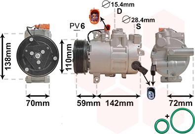 Van Wezel 0300K411 - Compressor, air conditioning www.autospares.lv