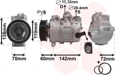 Van Wezel 0300K344 - Compressor, air conditioning www.autospares.lv