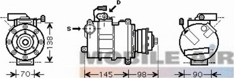 Van Wezel 0300K288 - Compressor, air conditioning www.autospares.lv