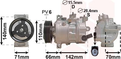 Van Wezel 0301K703 - Compressor, air conditioning www.autospares.lv