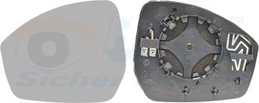 Van Wezel 0261837 - Spoguļstikls, Ārējais atpakaļskata spogulis www.autospares.lv