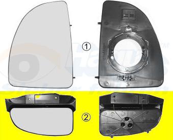 Van Wezel 1747834 - Spoguļstikls, Ārējais atpakaļskata spogulis www.autospares.lv