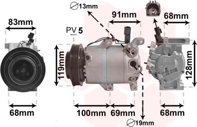 Van Wezel 8300K144 - Kompresors, Gaisa kond. sistēma www.autospares.lv