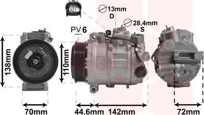 Van Wezel 3000K611 - Compressor, air conditioning www.autospares.lv