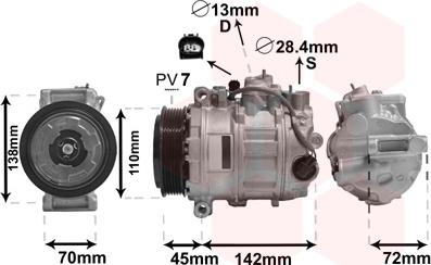 Van Wezel 3000K636 - Compressor, air conditioning www.autospares.lv