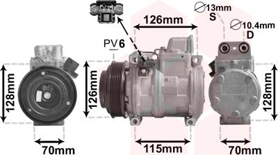 Van Wezel 3000K087 - Kompresors, Gaisa kond. sistēma autospares.lv