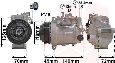 Van Wezel 3000K705 - Kompresors, Gaisa kond. sistēma www.autospares.lv