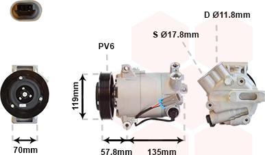 Van Wezel 3700K496 - Compressor, air conditioning www.autospares.lv