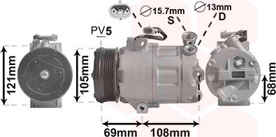 Van Wezel 3700K138 - Kompresors, Gaisa kond. sistēma www.autospares.lv