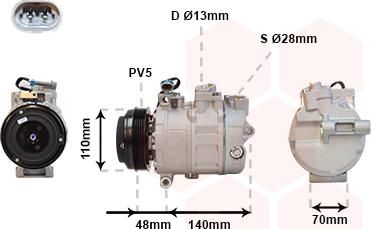 Van Wezel 3700K356 - Kompresors, Gaisa kond. sistēma www.autospares.lv