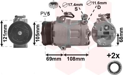 Van Wezel 3700K316 - Kompresors, Gaisa kond. sistēma www.autospares.lv