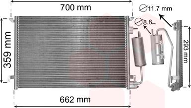 Van Wezel 37015397 - Kondensators, Gaisa kond. sistēma www.autospares.lv