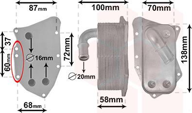 Van Wezel 37013711 - Eļļas radiators, Motoreļļa www.autospares.lv