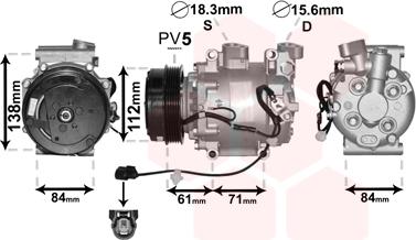 Van Wezel 2500K275 - Compressor, air conditioning www.autospares.lv