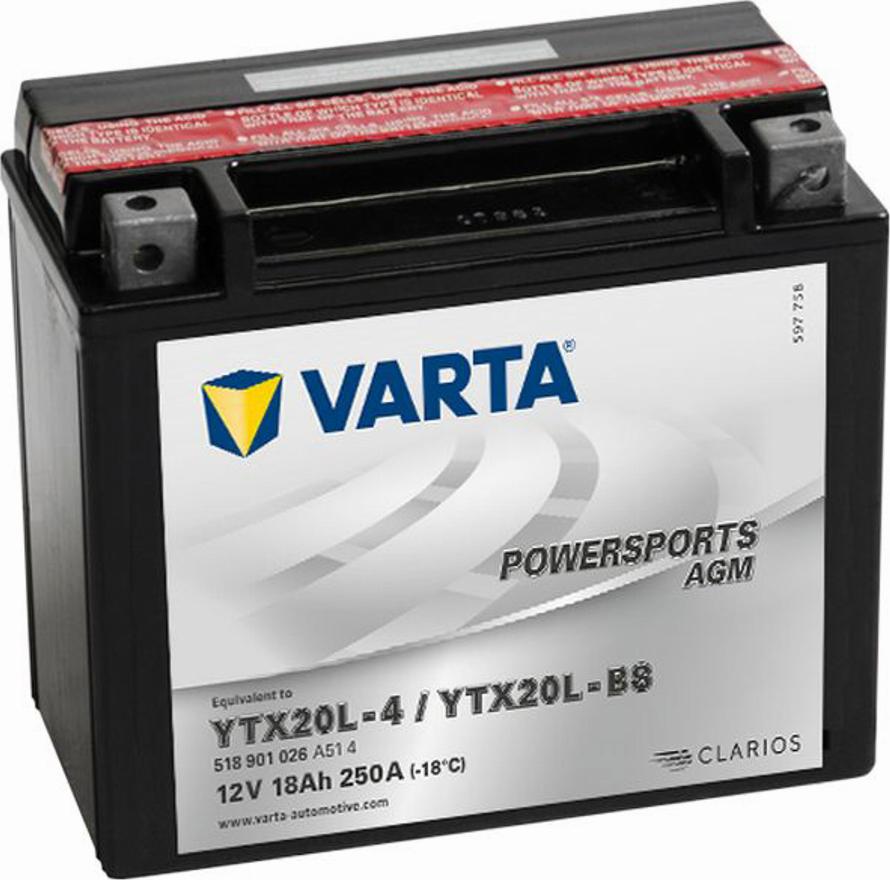 Varta 518901026 - Startera akumulatoru baterija www.autospares.lv