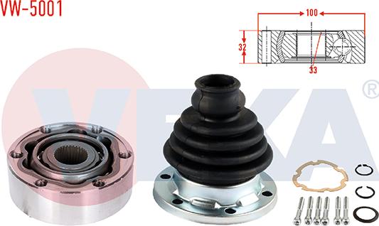 Veka VW-5001 - Шарнирный комплект, ШРУС, приводной вал www.autospares.lv