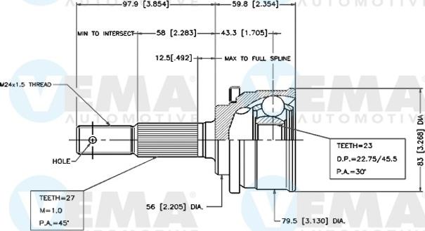 VEMA 18444 - Šarnīru komplekts, Piedziņas vārpsta www.autospares.lv