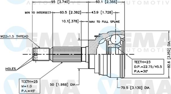 VEMA 18440 - Šarnīru komplekts, Piedziņas vārpsta www.autospares.lv