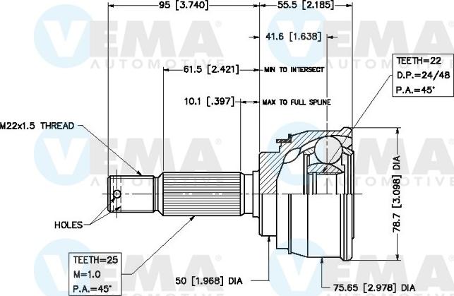 VEMA 18433 - Šarnīru komplekts, Piedziņas vārpsta www.autospares.lv