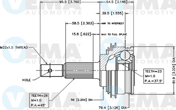 VEMA 18427 - Šarnīru komplekts, Piedziņas vārpsta autospares.lv