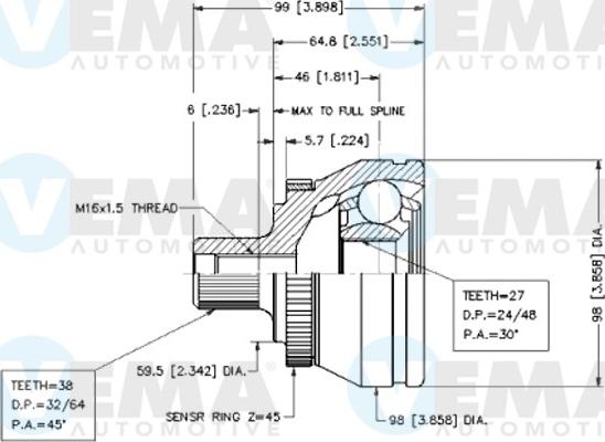 VEMA 18550 - Joint Kit, drive shaft www.autospares.lv