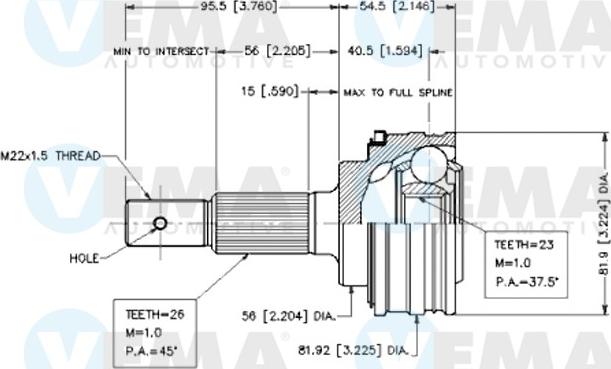 VEMA 18563 - Šarnīru komplekts, Piedziņas vārpsta autospares.lv