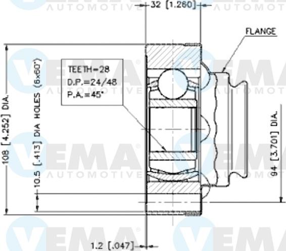 VEMA 18683 - Шарнирный комплект, ШРУС, приводной вал www.autospares.lv