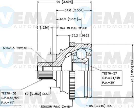 VEMA 18633 - Joint Kit, drive shaft www.autospares.lv