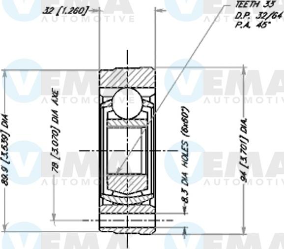 VEMA 18040 - Шарнирный комплект, ШРУС, приводной вал www.autospares.lv