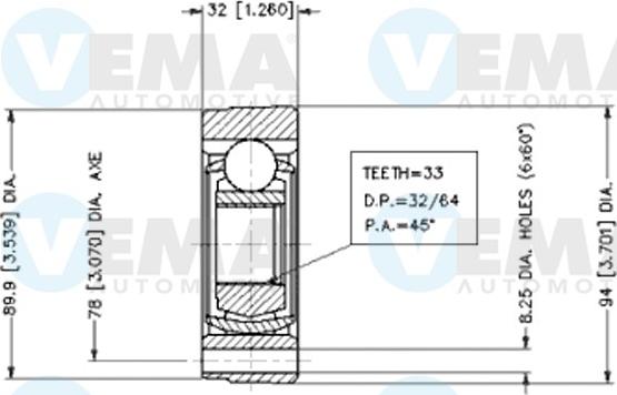 VEMA 18381 - Шарнирный комплект, ШРУС, приводной вал www.autospares.lv