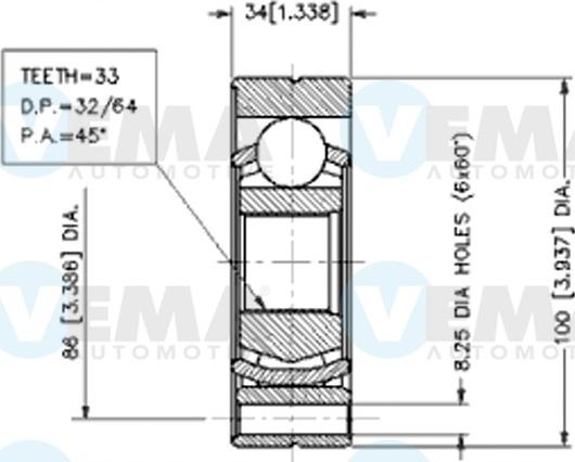 VEMA 18383 - Шарнирный комплект, ШРУС, приводной вал www.autospares.lv