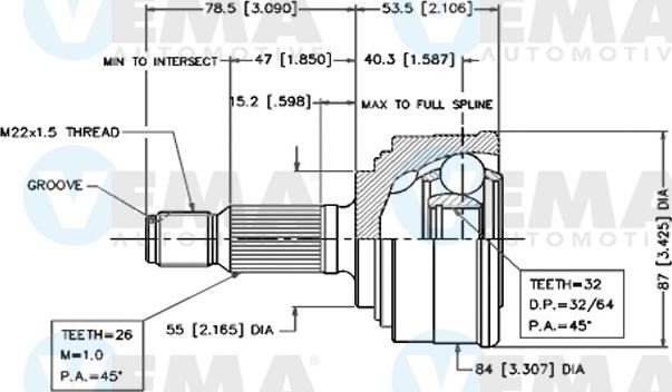 VEMA 18275 - Šarnīru komplekts, Piedziņas vārpsta www.autospares.lv