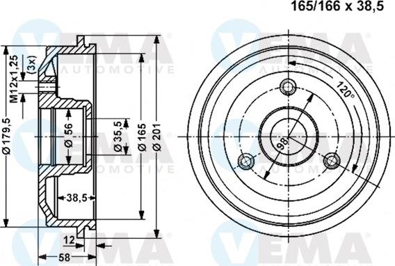 VEMA 800842 - Тормозной барабан www.autospares.lv