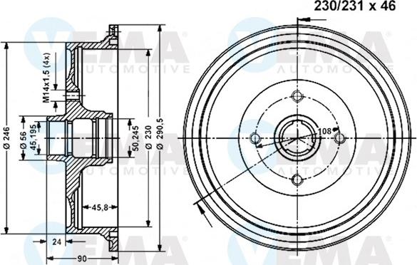 VEMA 801114 - Bremžu trumulis www.autospares.lv