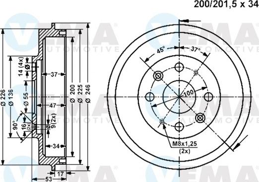 VEMA 801355 - Bremžu trumulis www.autospares.lv