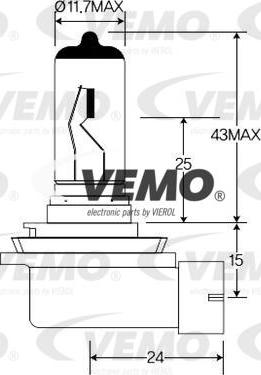 Vemo V99-84-0074 - Kvēlspuldze, Tālās gaismas lukturis www.autospares.lv