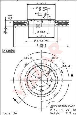 Villar 628.0282 - Тормозной диск www.autospares.lv