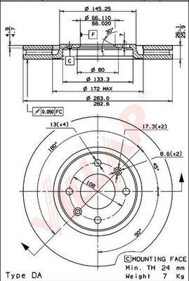 Villar 628.0275 - Тормозной диск www.autospares.lv