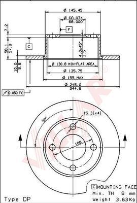 Villar 628.1698 - Bremžu diski www.autospares.lv