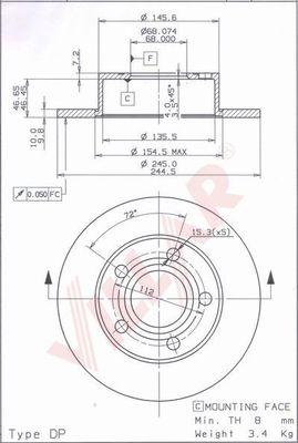 Villar 628.1692 - Bremžu diski www.autospares.lv