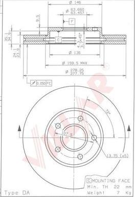 Villar 628.1809 - Bremžu diski www.autospares.lv