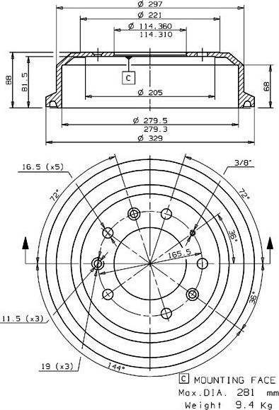 Villar 627.0026 - Bremžu trumulis autospares.lv