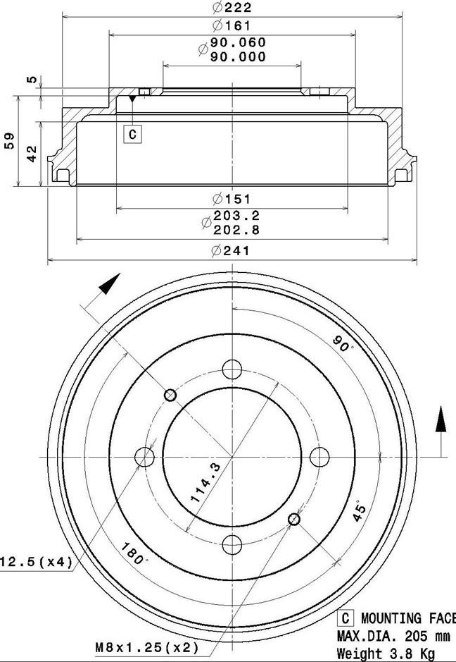 Villar 627.0323 - Bremžu trumulis autospares.lv