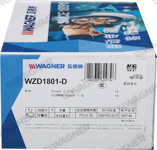 Wagner WZD1801-D - Bremžu uzliku kompl., Disku bremzes www.autospares.lv