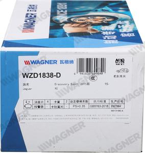 Wagner WZD1838-D - Bremžu uzliku kompl., Disku bremzes www.autospares.lv