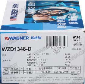 Wagner WZD1348-D - Bremžu uzliku kompl., Disku bremzes www.autospares.lv