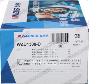 Wagner WZD1308-D - Bremžu uzliku kompl., Disku bremzes www.autospares.lv