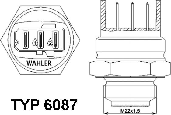 WAHLER 6087.87D - Termoslēdzis, Radiatora ventilators www.autospares.lv