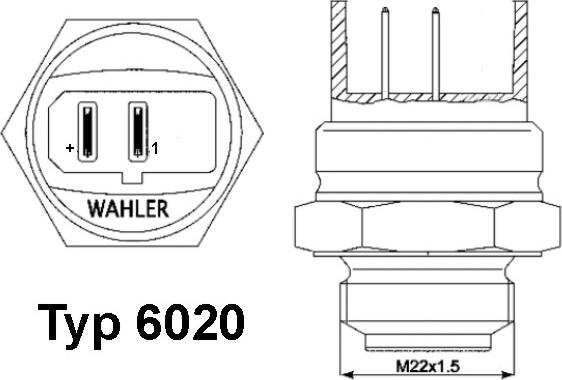 WAHLER 602095D - Temperature Switch, radiator / air conditioner fan www.autospares.lv